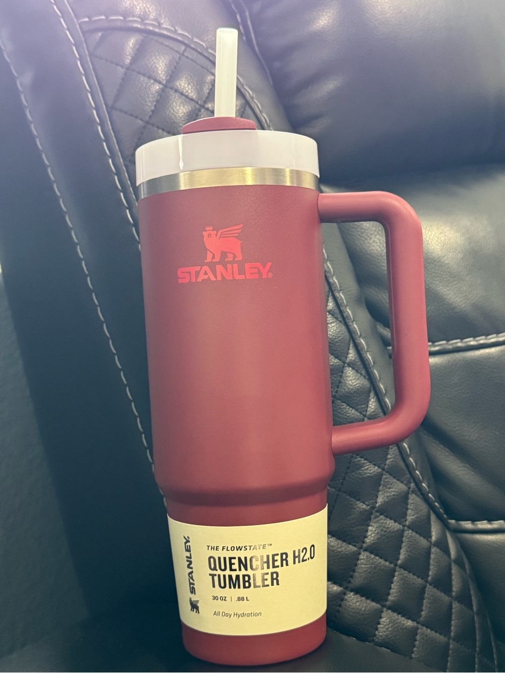 Stanley Burgundy Insulated Tumbler with Handle and Straw